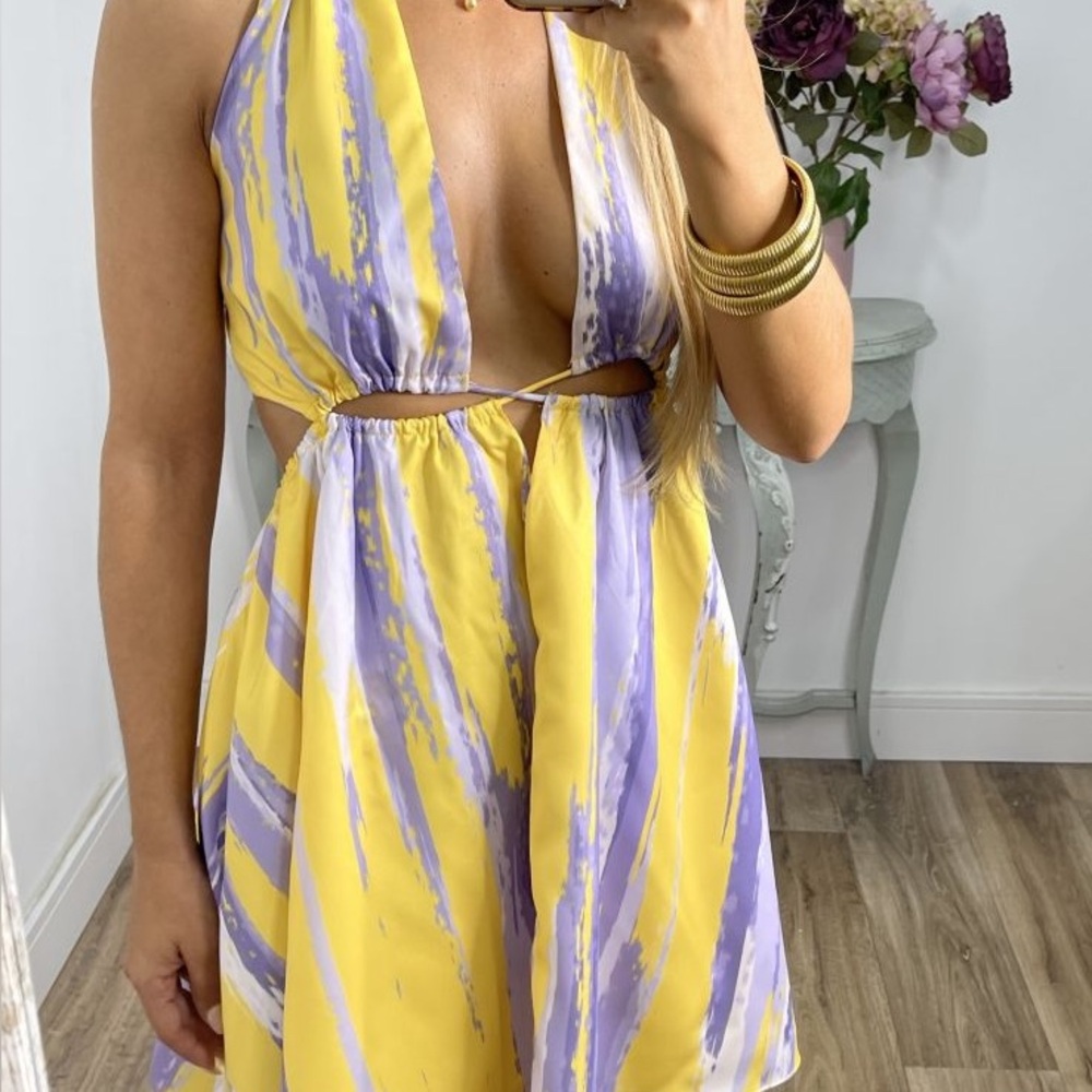 Lily Rose Yellow and Purple Mini Dress
